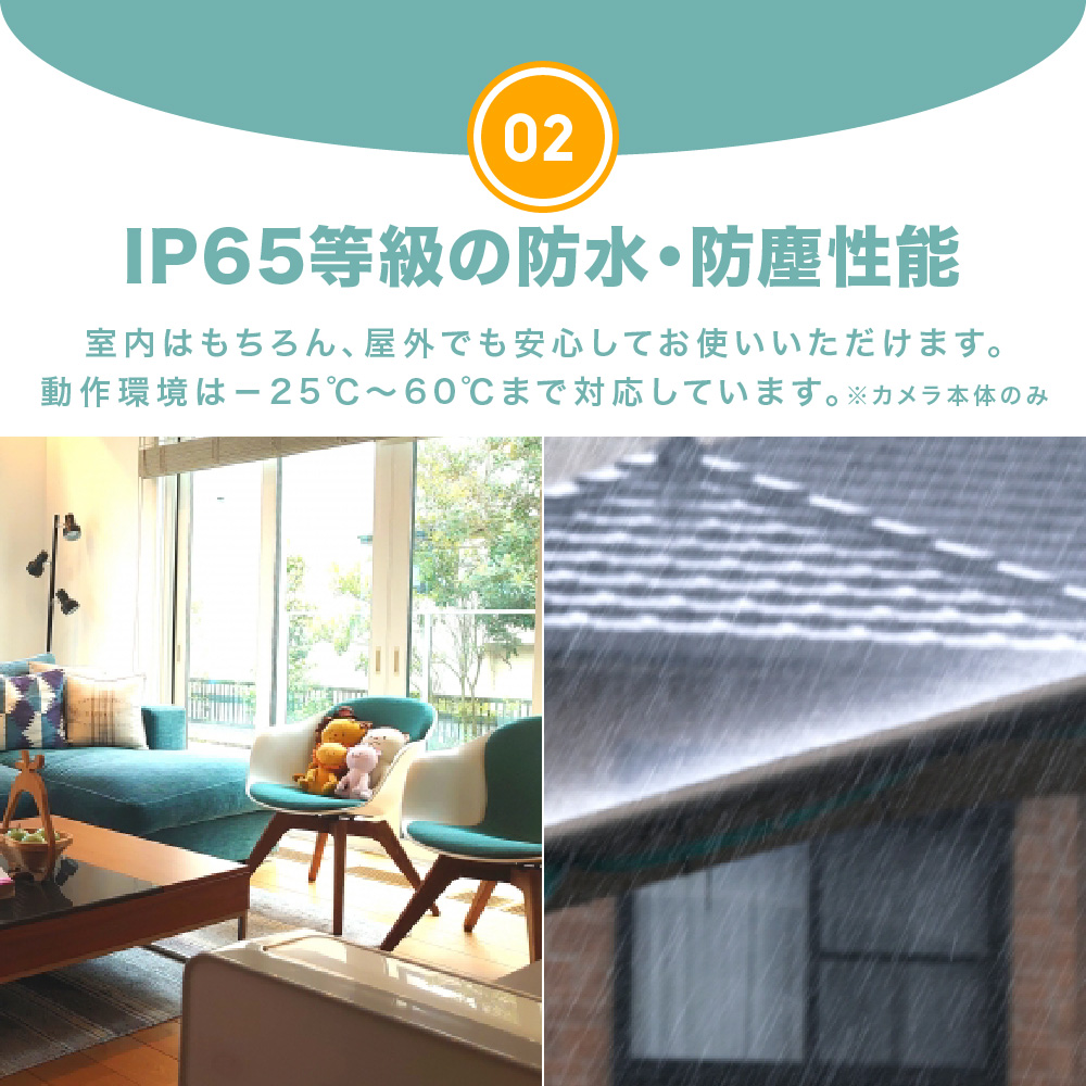 IP65等級の安心の防塵・防水性能